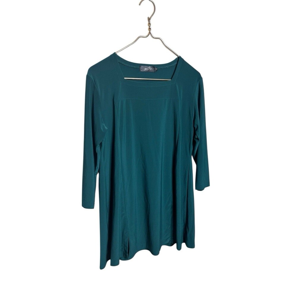 Simpli Made In Canada Tunic Top Blouse Stretchy Comfort Green Size 12 Lagenlook